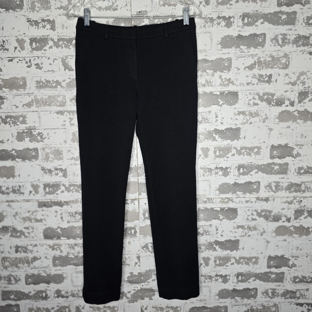 Theory Pants Womens 2 Black Ponte Slim Fit Straight Leg Ankle Stretch Trouser